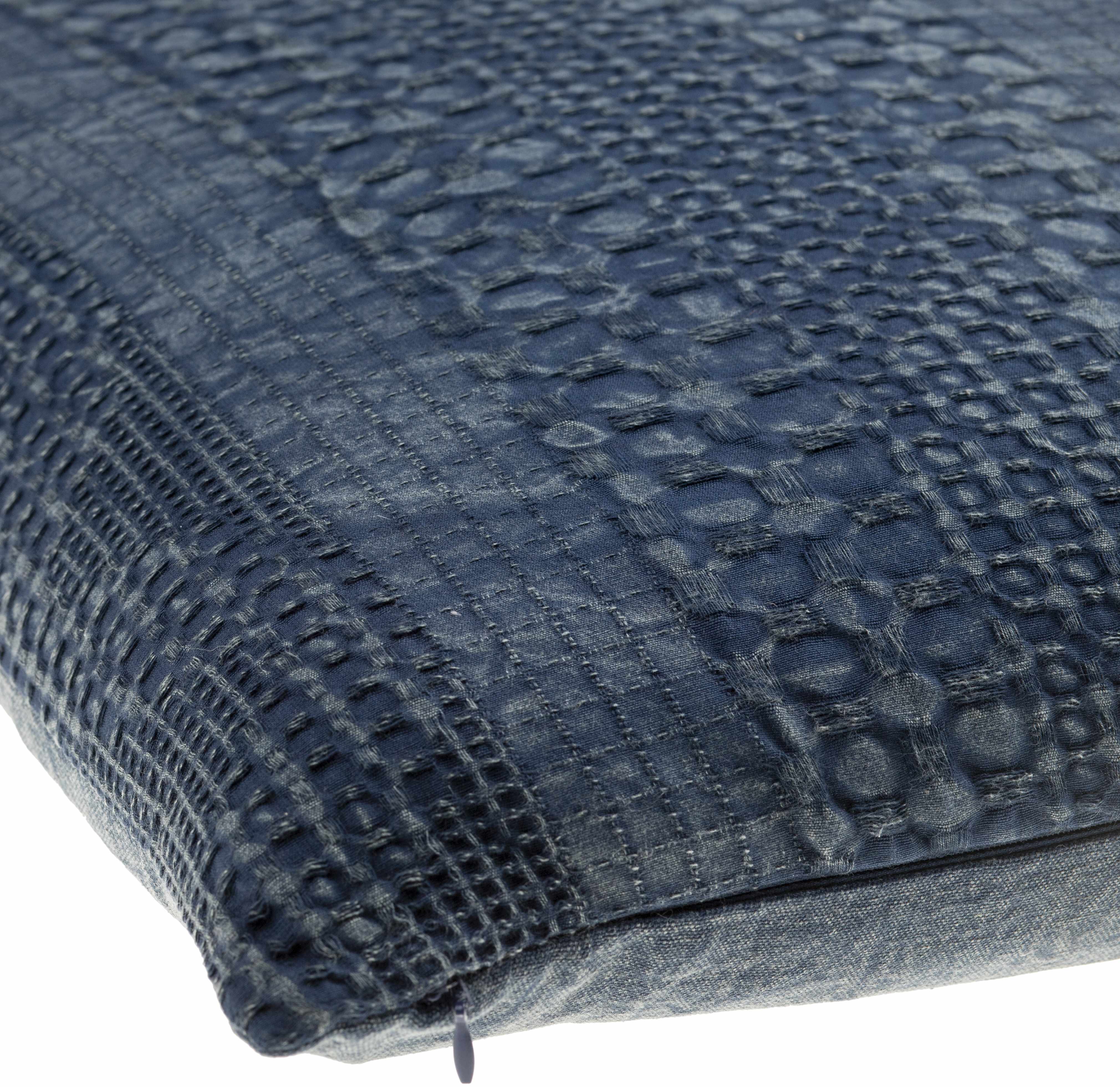 Edom Navy Blue Textured Throw Pillow-1