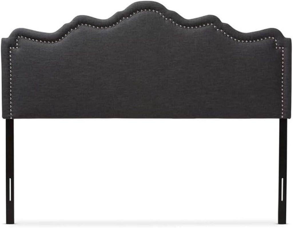 Elegant Upholstered Dark Gray Queen Headboard for Bedrooms