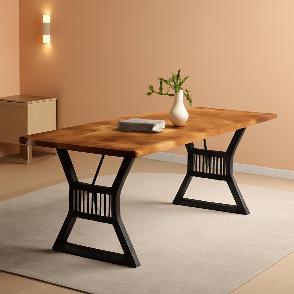 70.8 Inch Farmhouse Dining Table With Heavy Duty Metal Legs