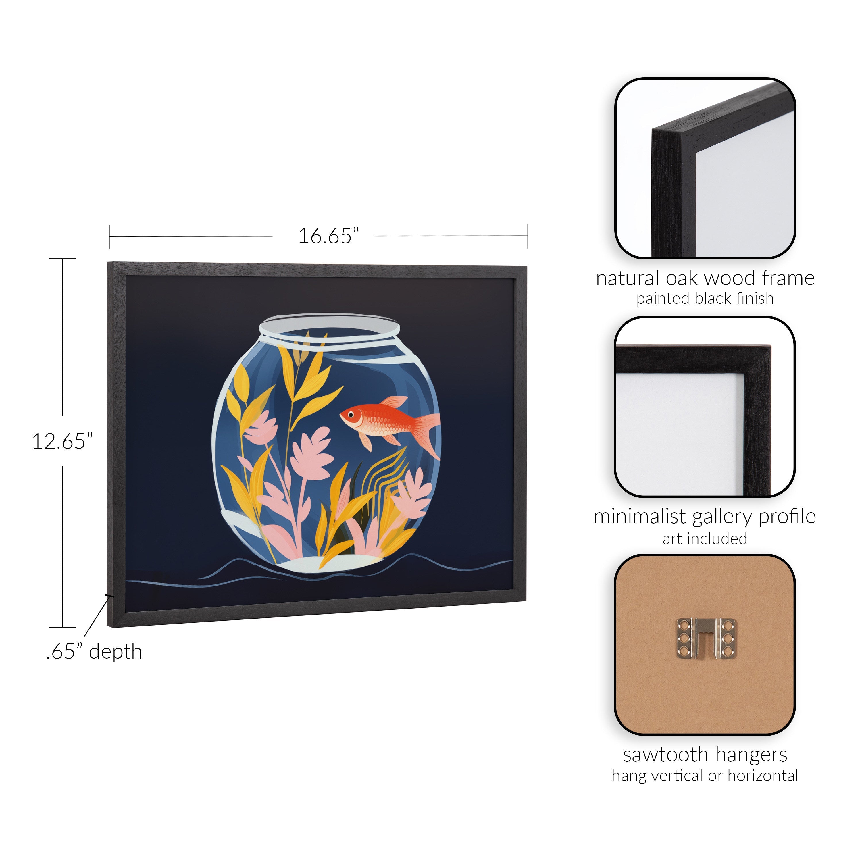 Gallery Pet Goldfish Cute Botanicals Fish Tank Print by The Creative Bunch Studio