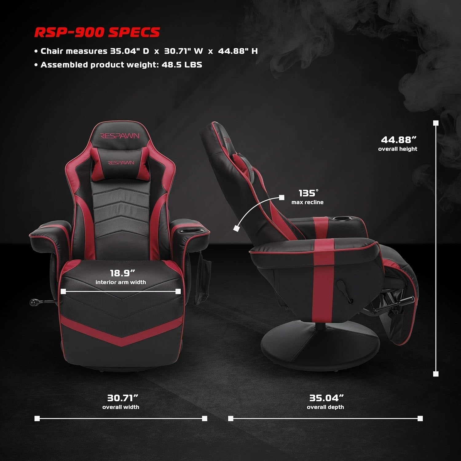 900 Gaming Recliner Red With Adjustable Leg Rest Cupholder