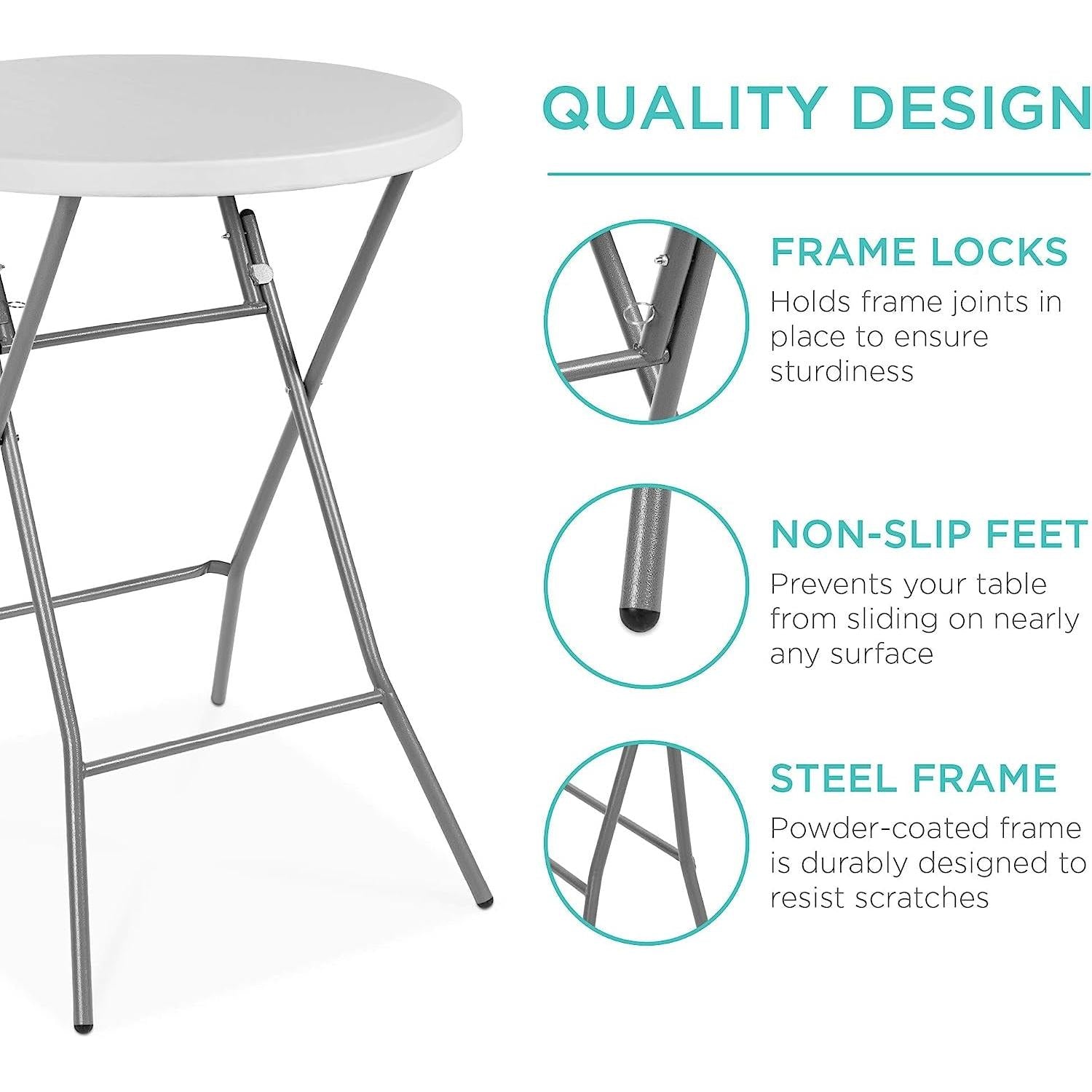 Bar Height Folding Table Indoor Outdoor Patio Table