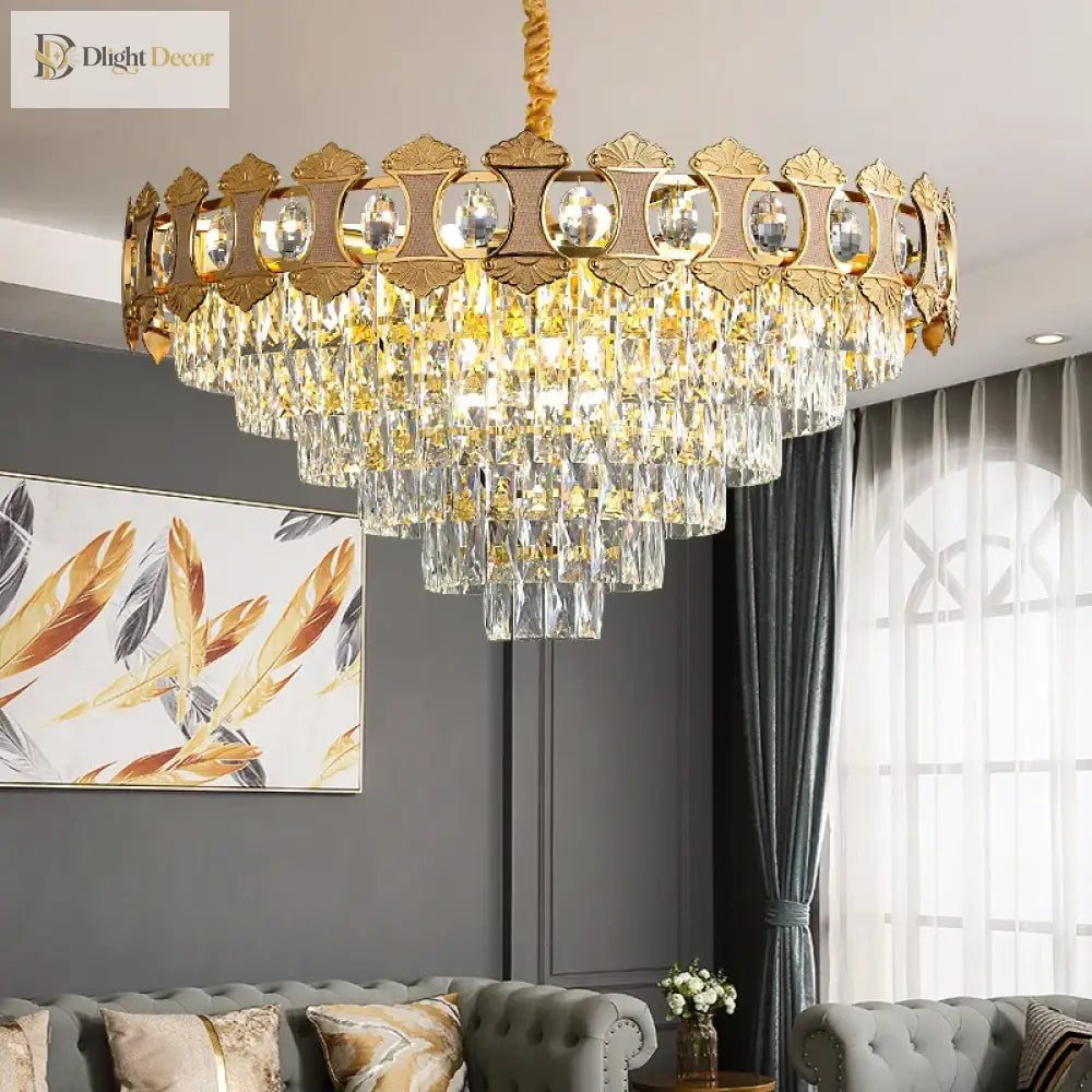 Elegant Crystal Gold Chandelier | Dining Room Home Lighting