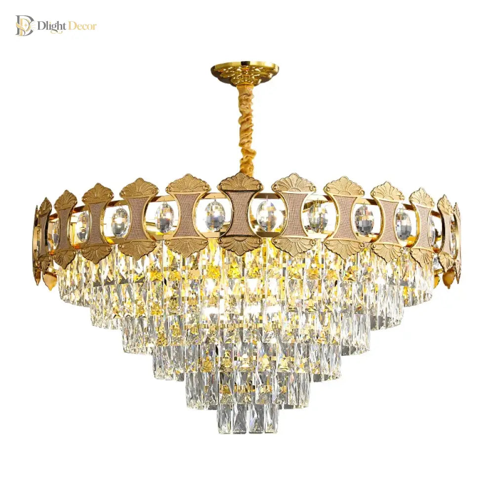 Elegant Crystal Gold Chandelier | Dining Room Home Lighting