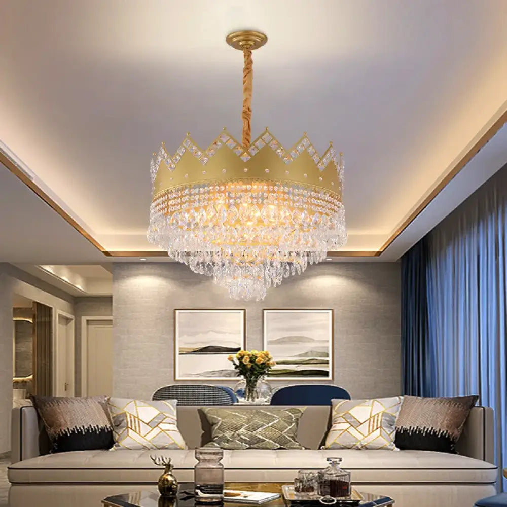 Elegant Crystal Gold Chandelier | Dining Room Lighting