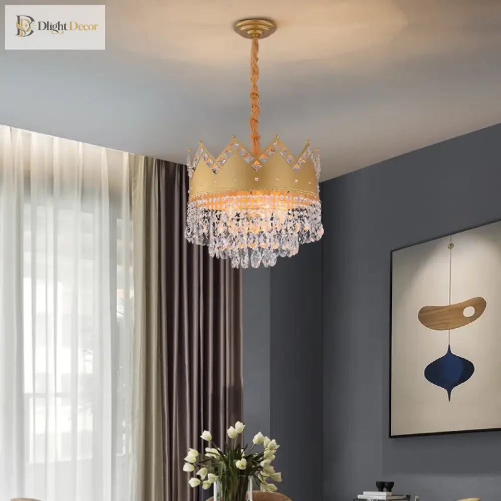 Elegant Crystal Gold Chandelier | Dining Room Lighting