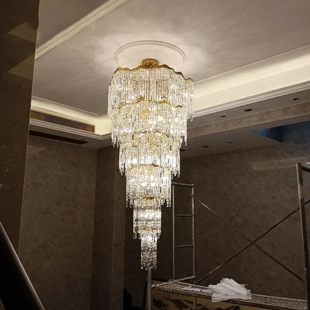 Elegant Crystal Gold Chandelier | Hallway & Entry Lighting