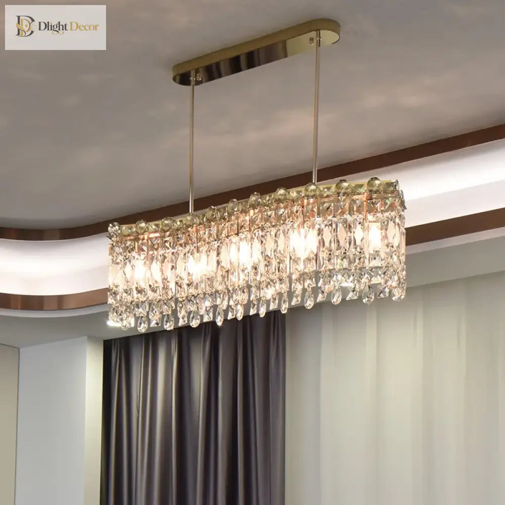 Elegant LED Crystal Gold Chandelier | Dining Room Lighting