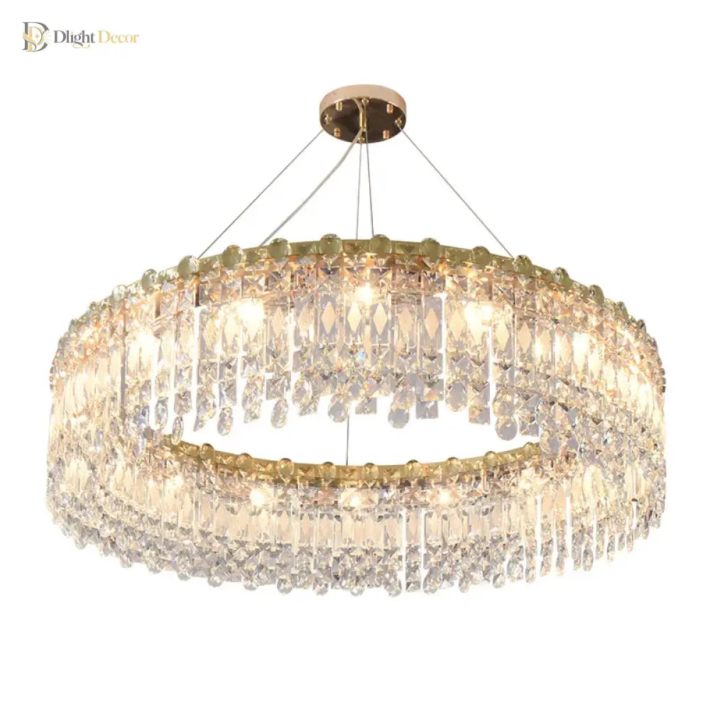 Elegant LED Crystal Gold Chandelier | Dining Room Lighting