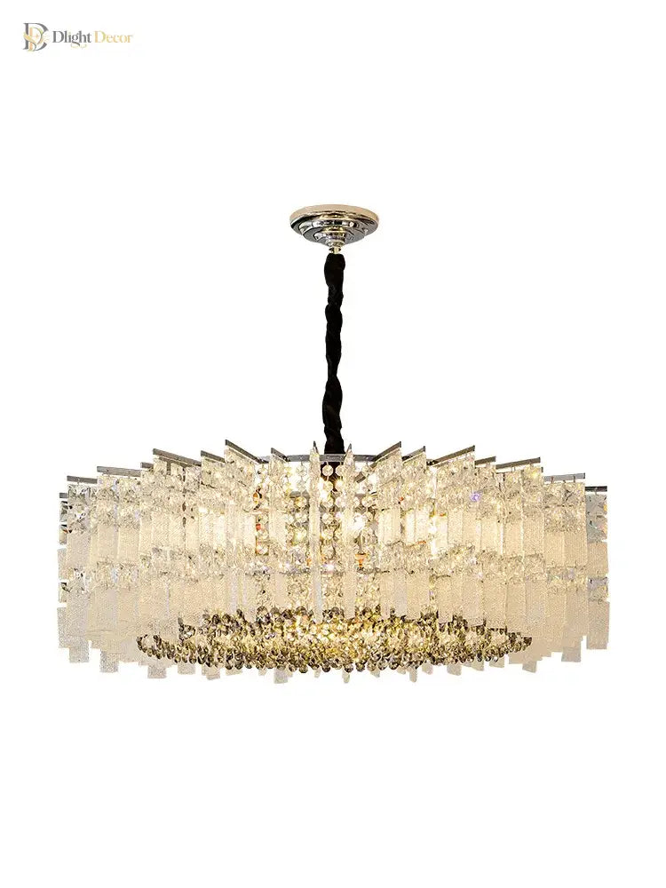 Elegant LED Crystal Gold Chandelier | Living Room Lighting