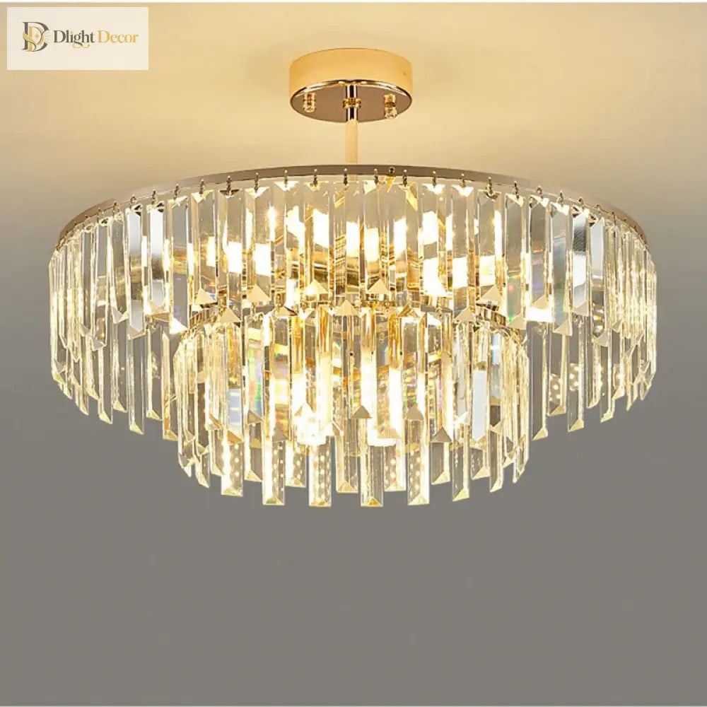 Elegant Modern Crystal Gold Chandelier | Bedroom Lighting