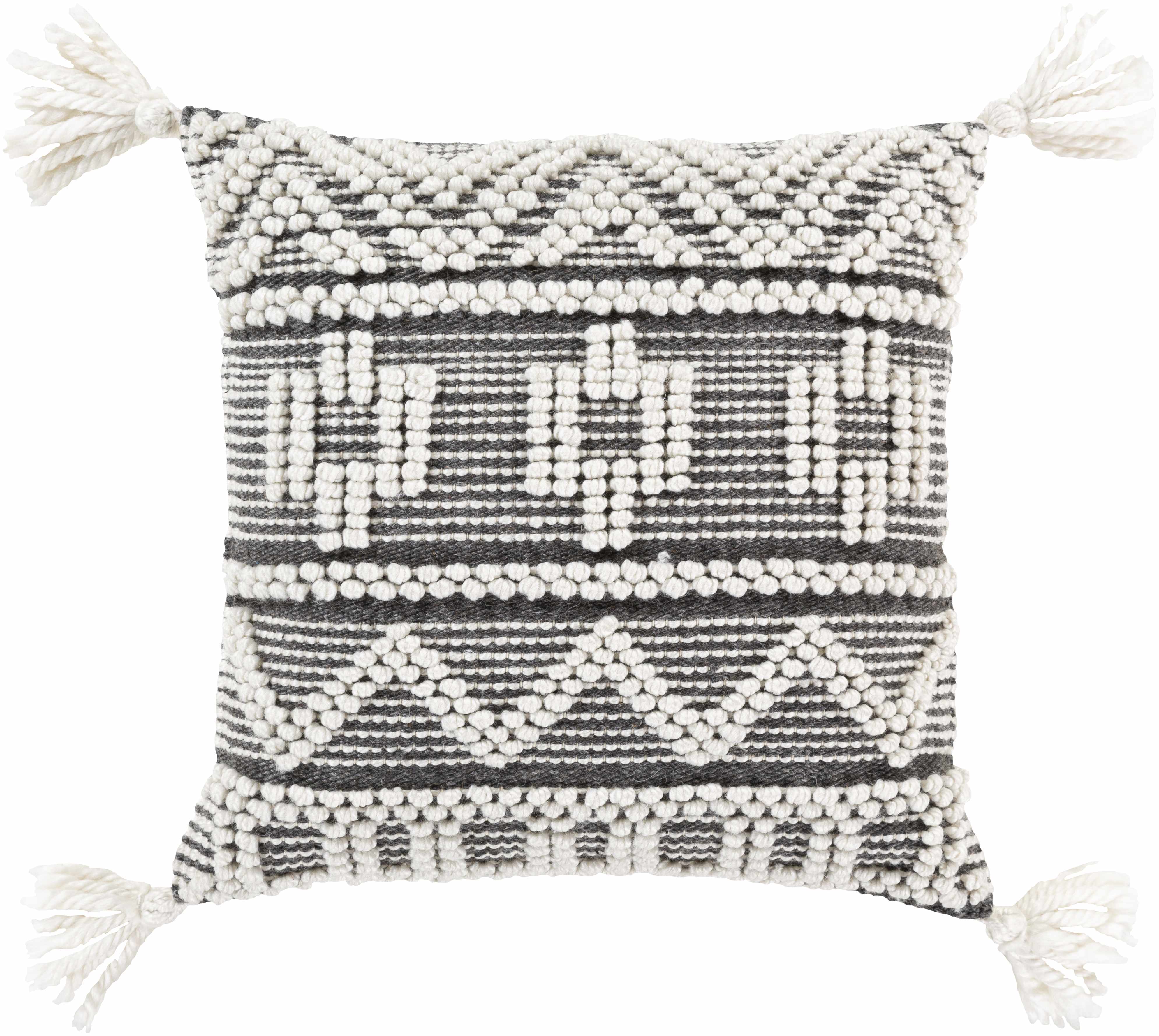 Ellaville Black & White Tassel Throw Pillow - Clearance-0