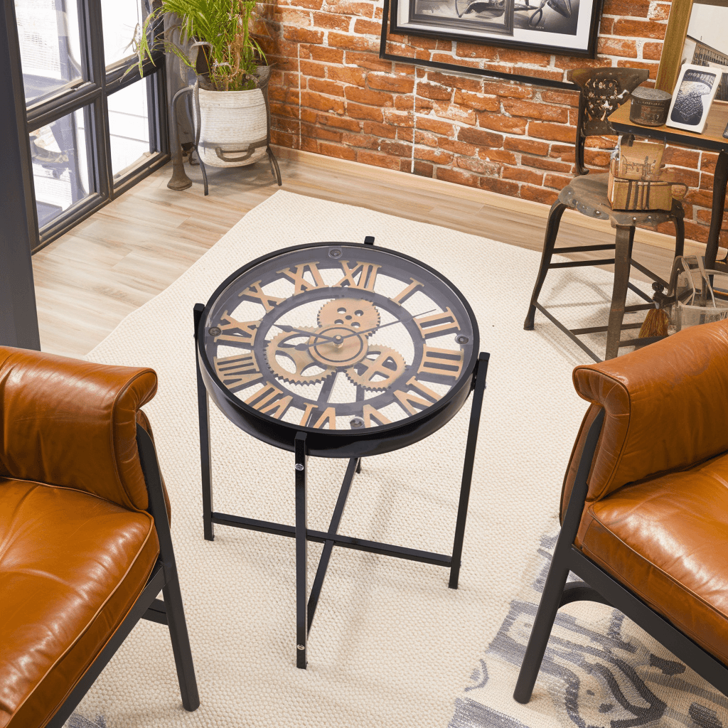 Industrial Style Mechanical Clock Coffee Table - PRHOMZ
