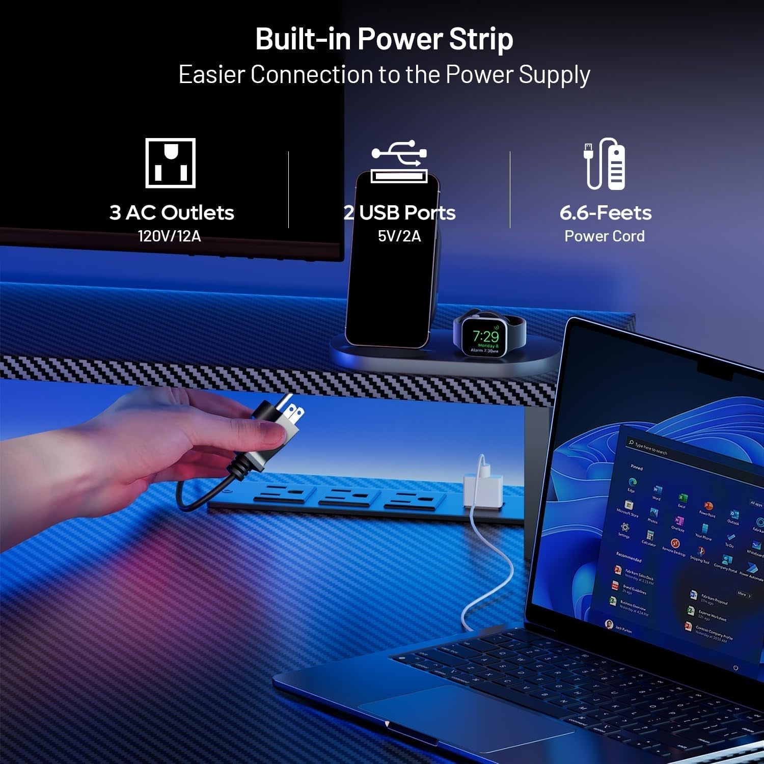 Ergonomic 63 Inch Gaming Desk With LED Lights