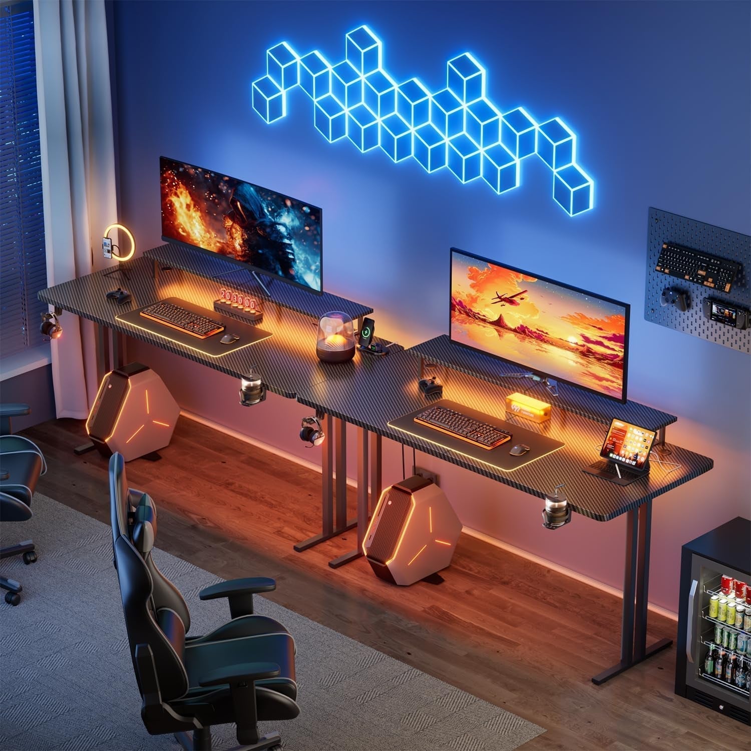 Ergonomic 63 Inch Gaming Desk With LED Lights