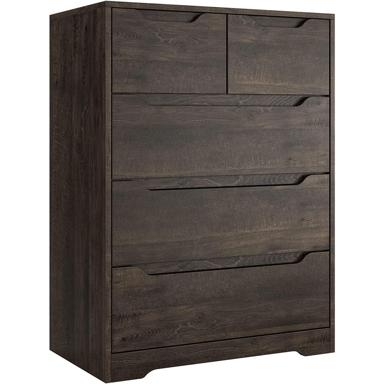 Modern Dark Brown 5 Drawer Clothing Organizer For Bedroom