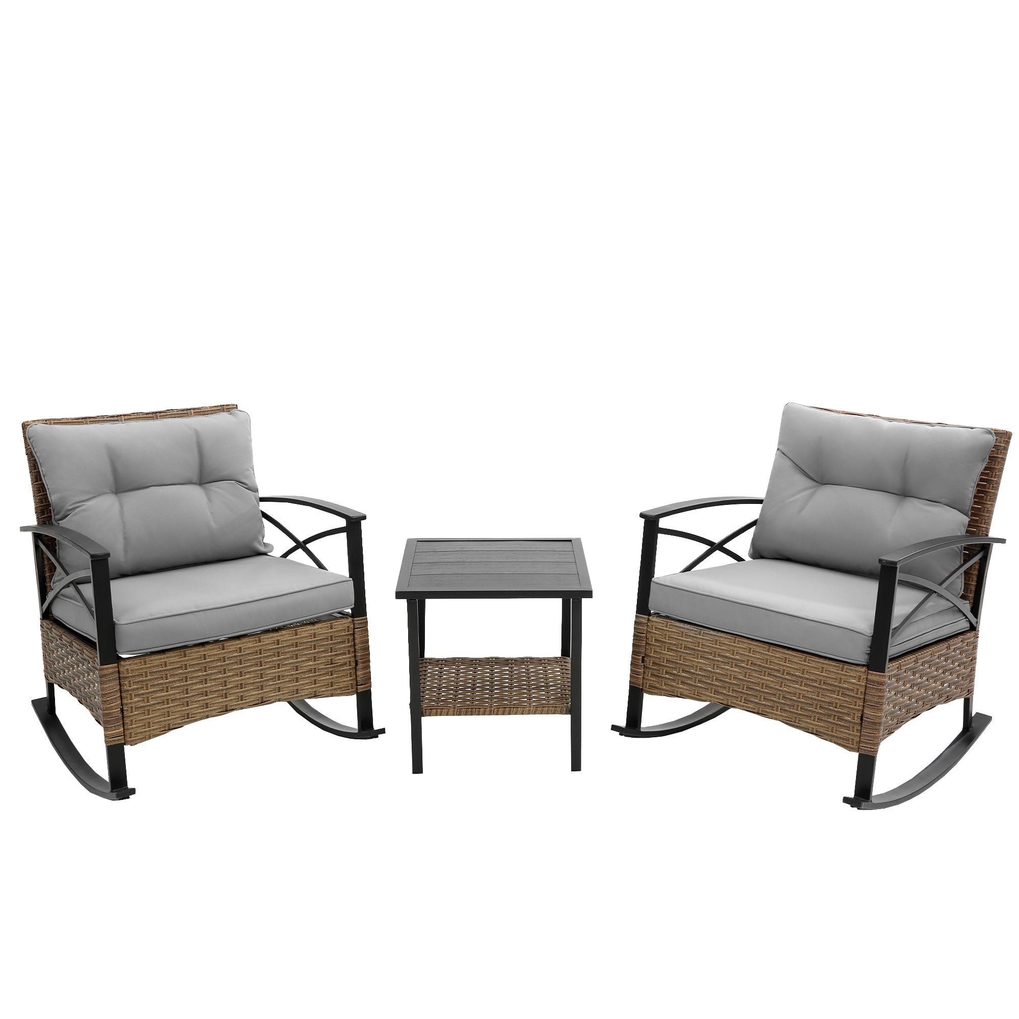 3pcs Rocking Rattan Set - Grey
