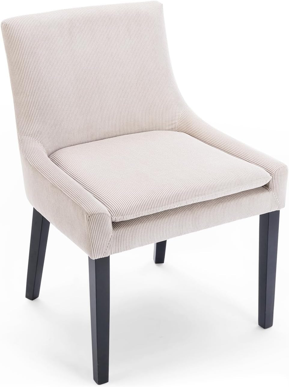 Beige Upholstered Corduroy Dining Chairs Bundle Four