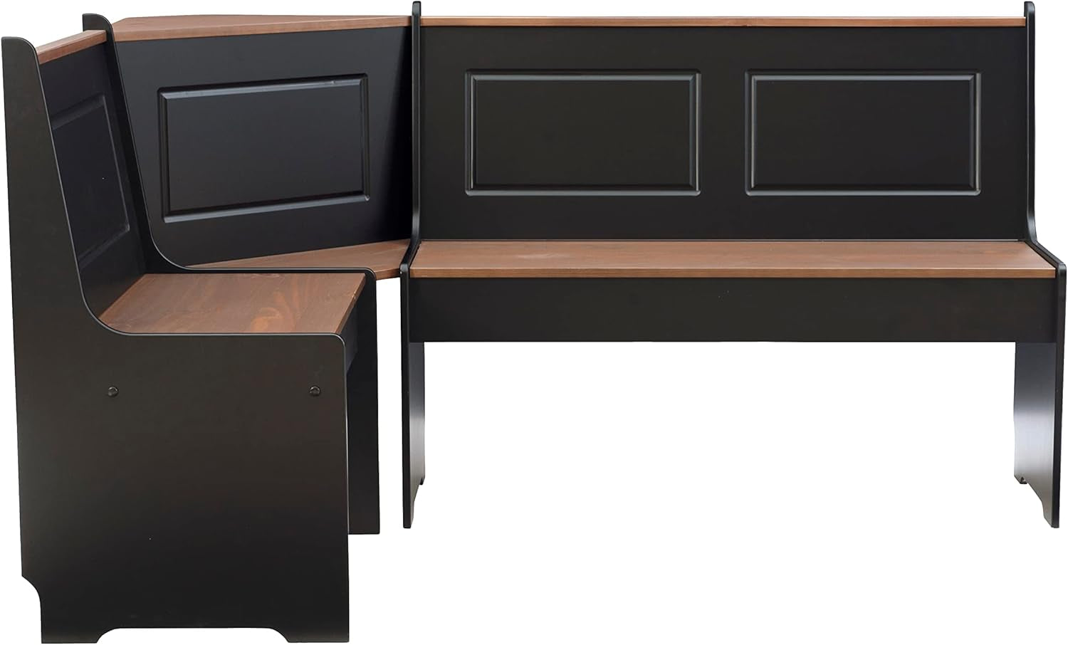 Black Pecan Five Seat Dining Set With Storage Benches