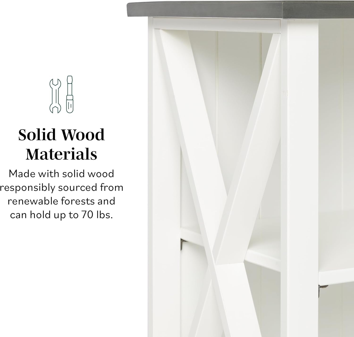 52 Inch White 2 Tier Modern Farmhouse Wood Bookcase Bookshelf for Home Office Storage Cabinet