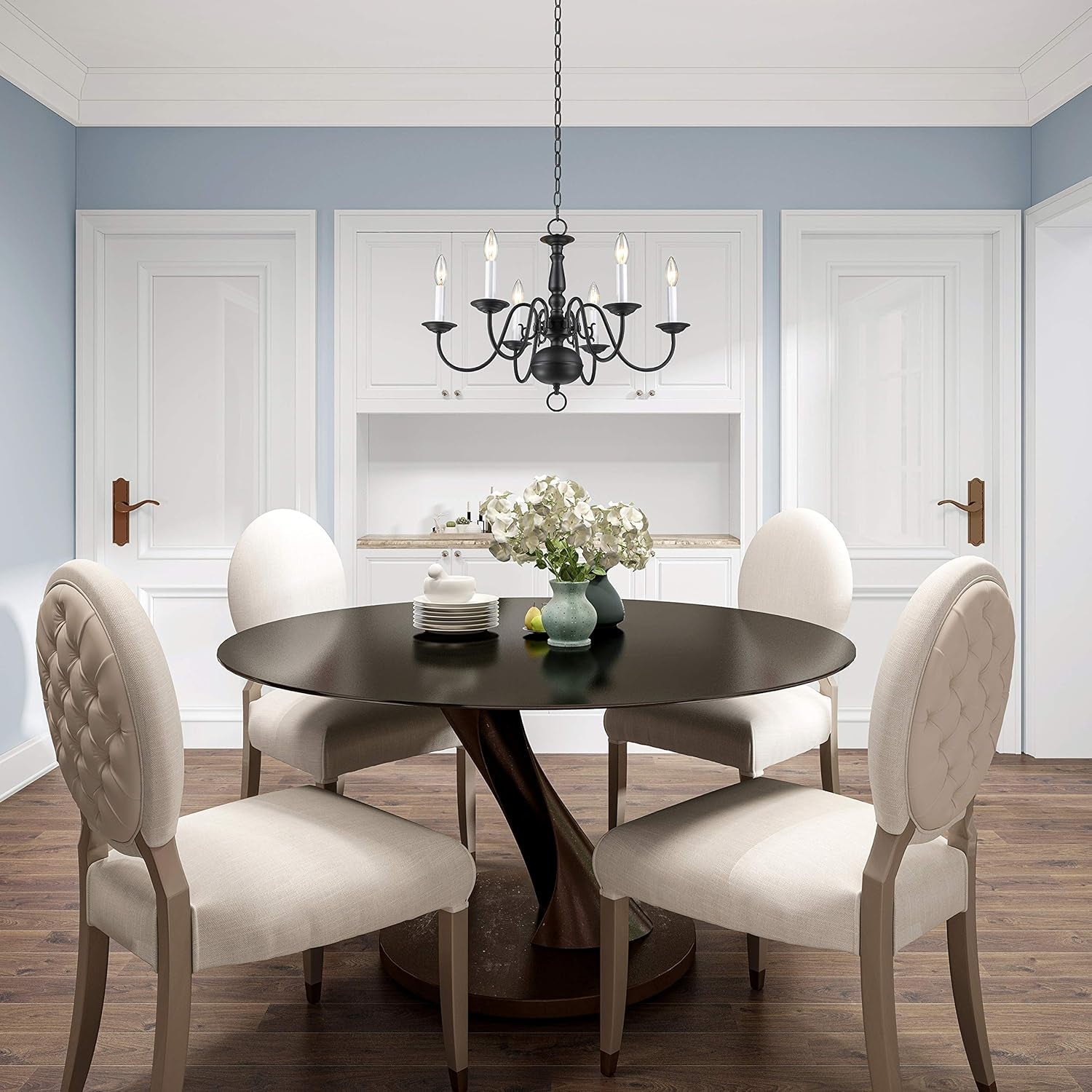 Bronze Six Light Chandelier Traditional Steel Fixture-2