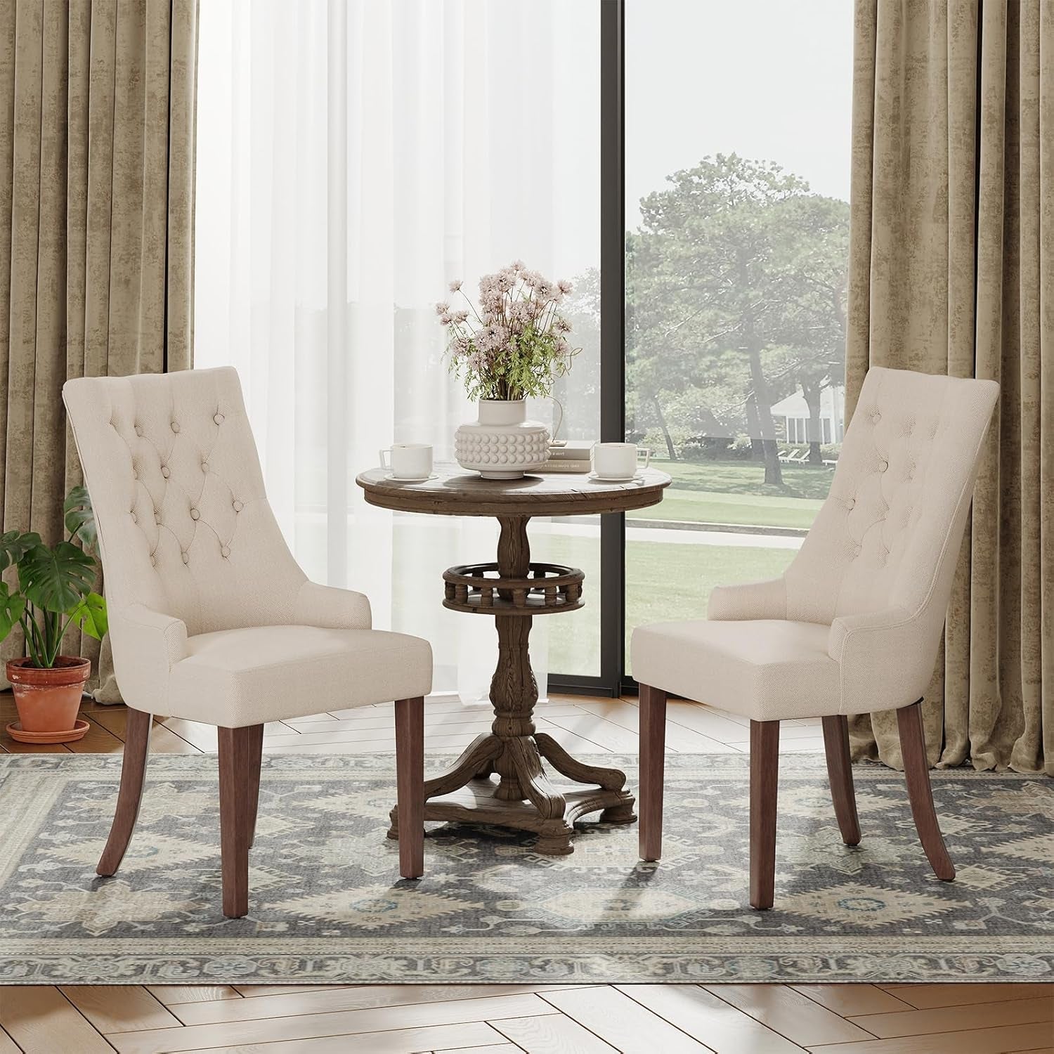 Beige Tufted Contemporary Dining Chairs Collection