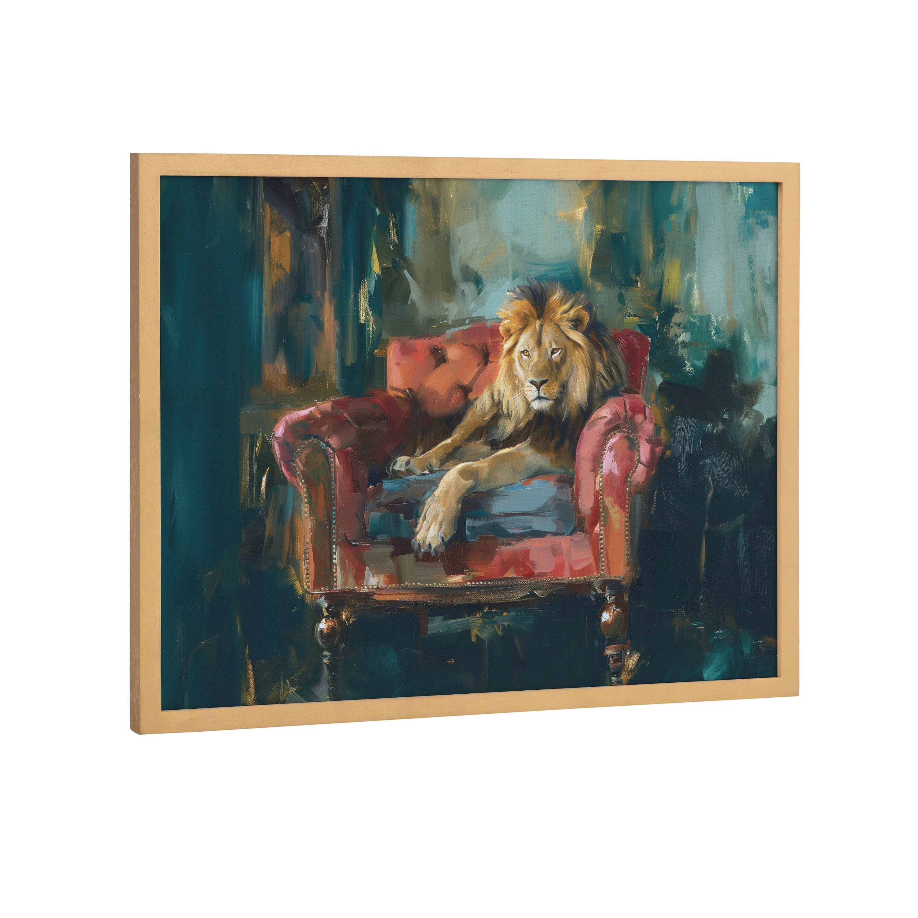 Gallery Lion Portrait in Rich Jewel Tones Print by The Creative Bunch Studio