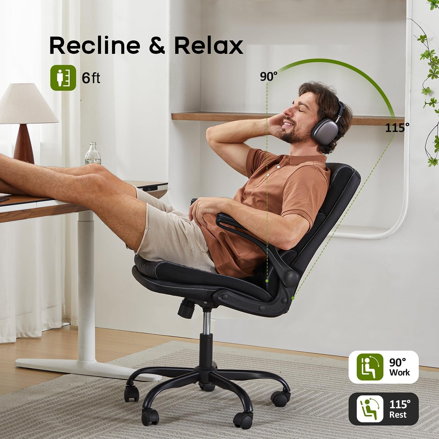 White Ergonomic Office Chair With Adjustable Back Support