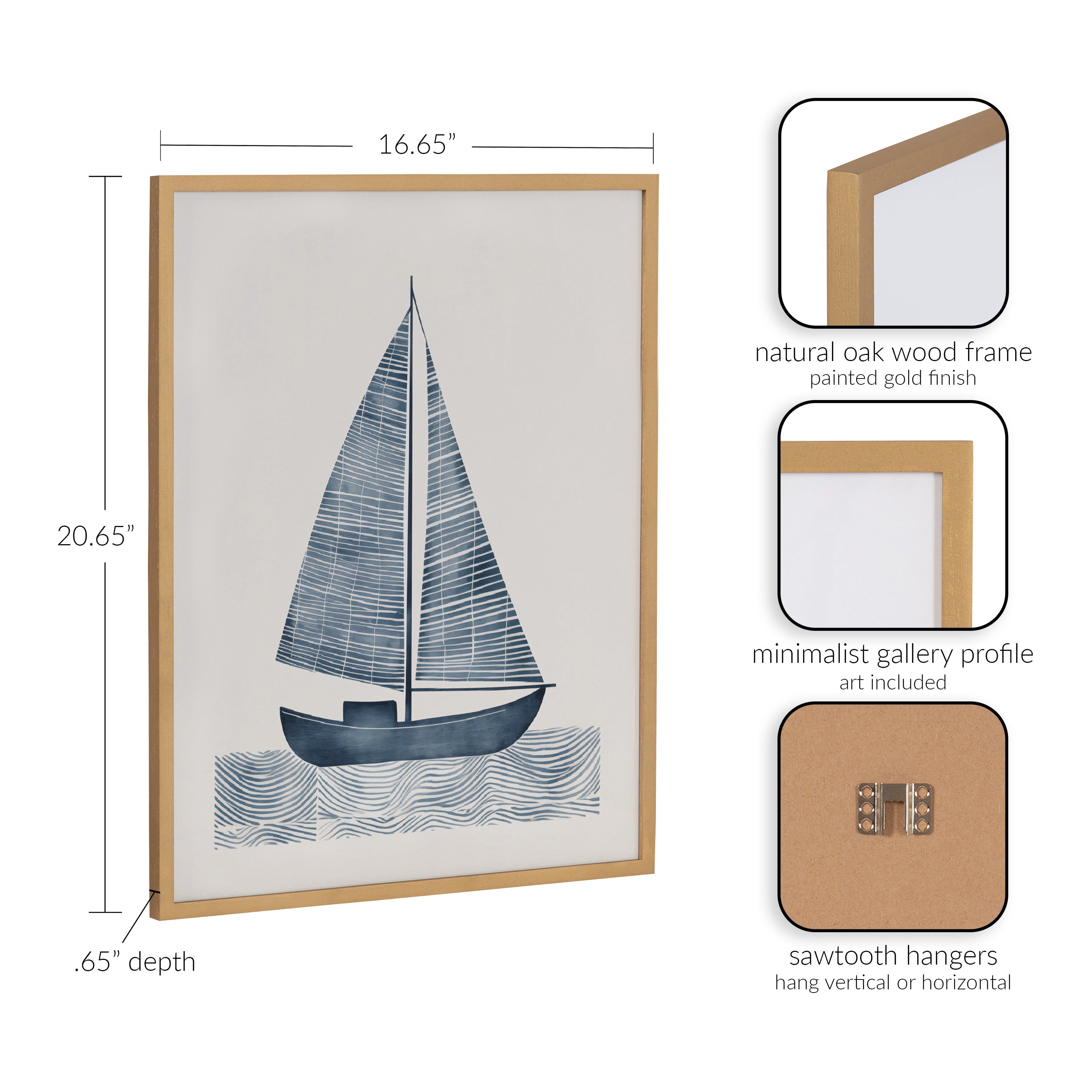 Gallery Nautical Blue Sailboat Print by The Creative Bunch Studio