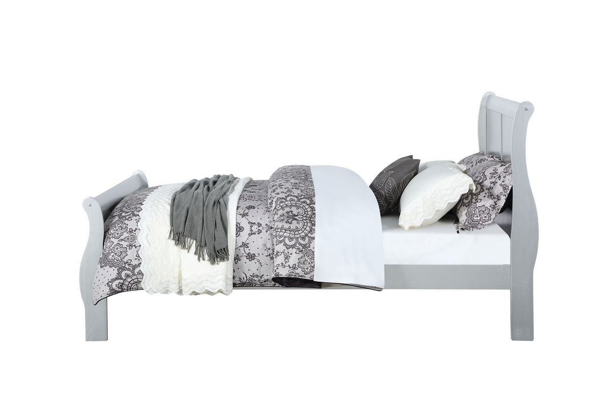 Louis Philippe Sleigh Style Bed with Classic Wood Construction - Multiple Colors