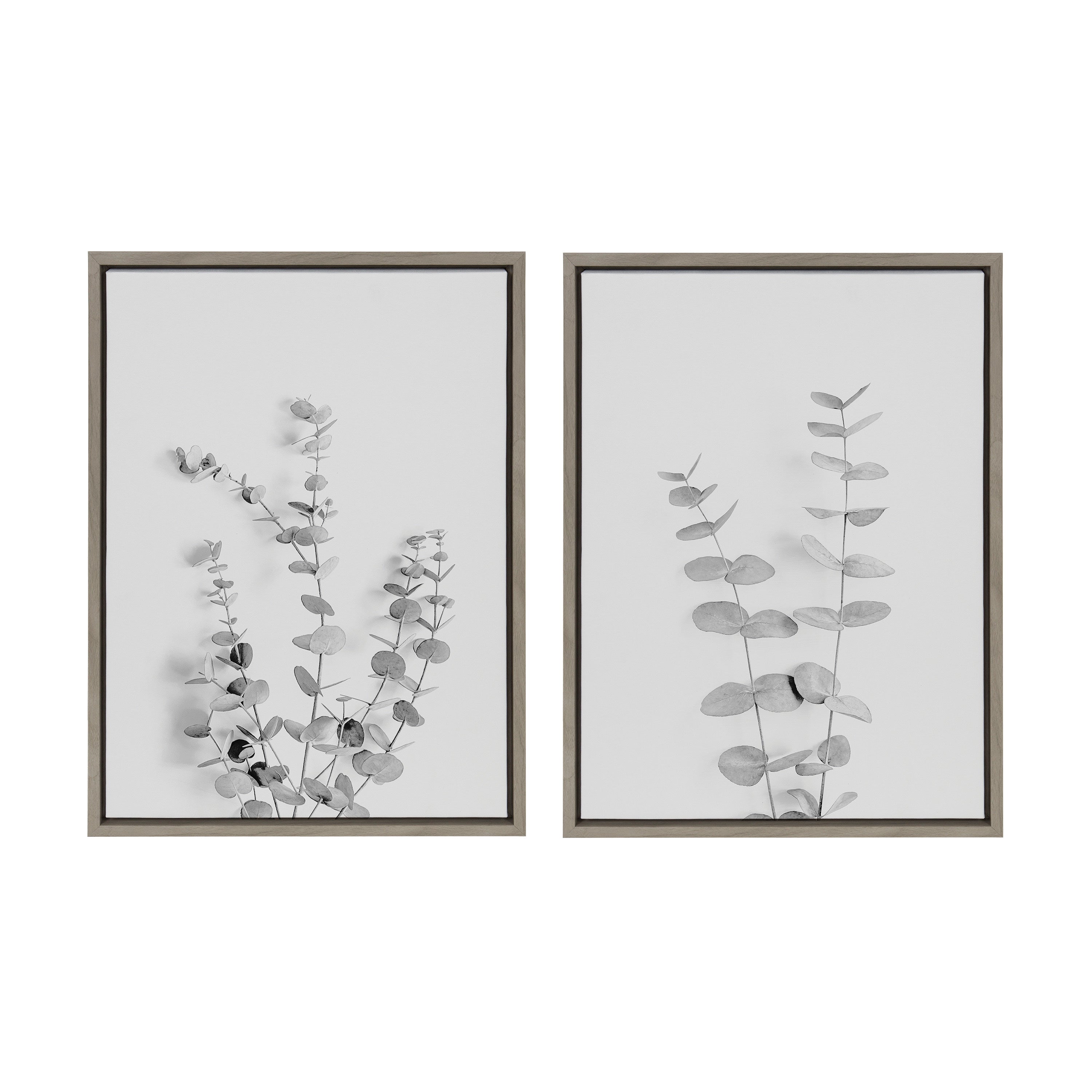 Sylvie Neutral Botanical 3 and 4 Soft White Framed Canvas by The Creative Bunch Studio