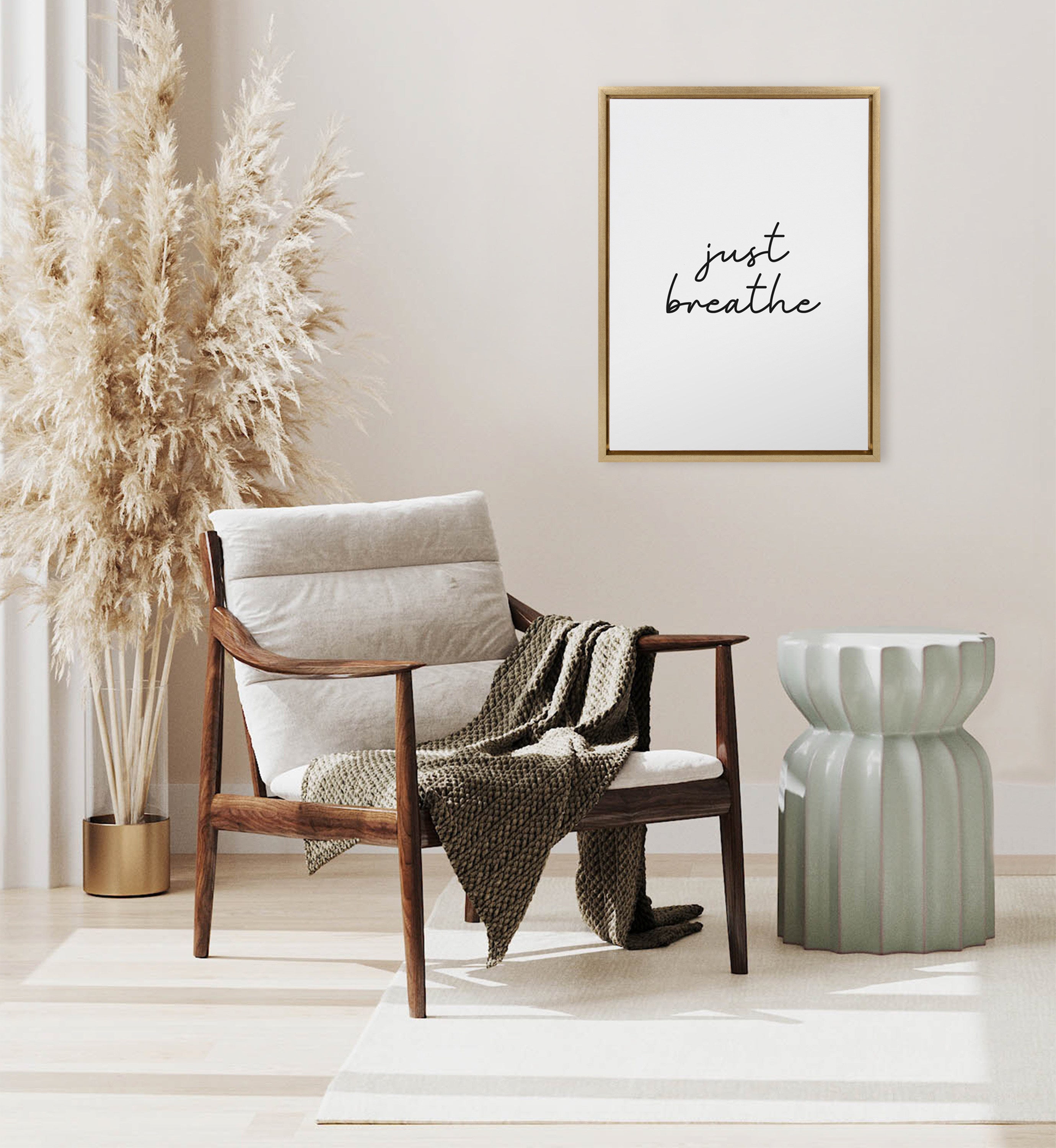 Sylvie Just Breathe BW Framed Canvas by The Creative Bunch Studio