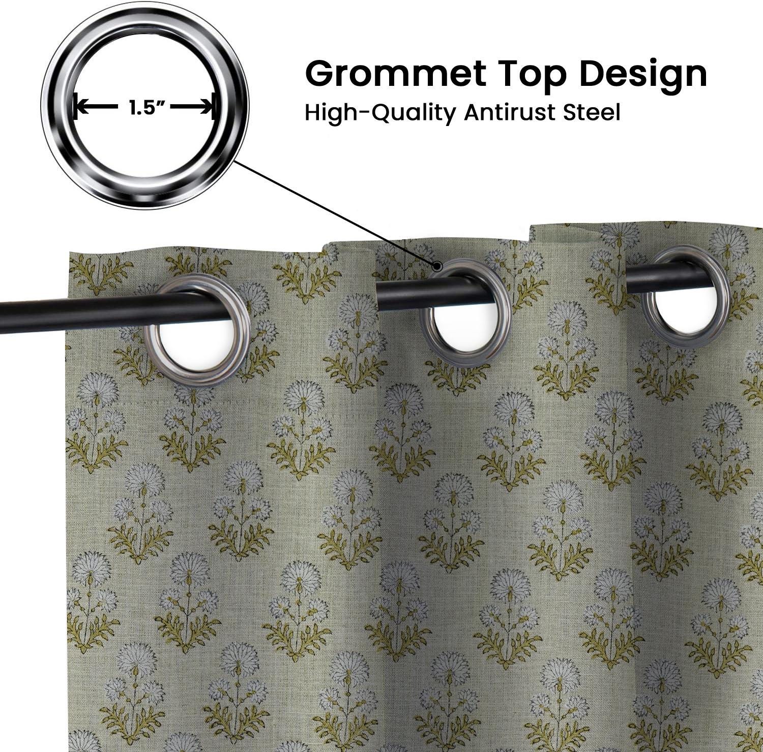 Block Print Rishi Grommet Linen Curtains