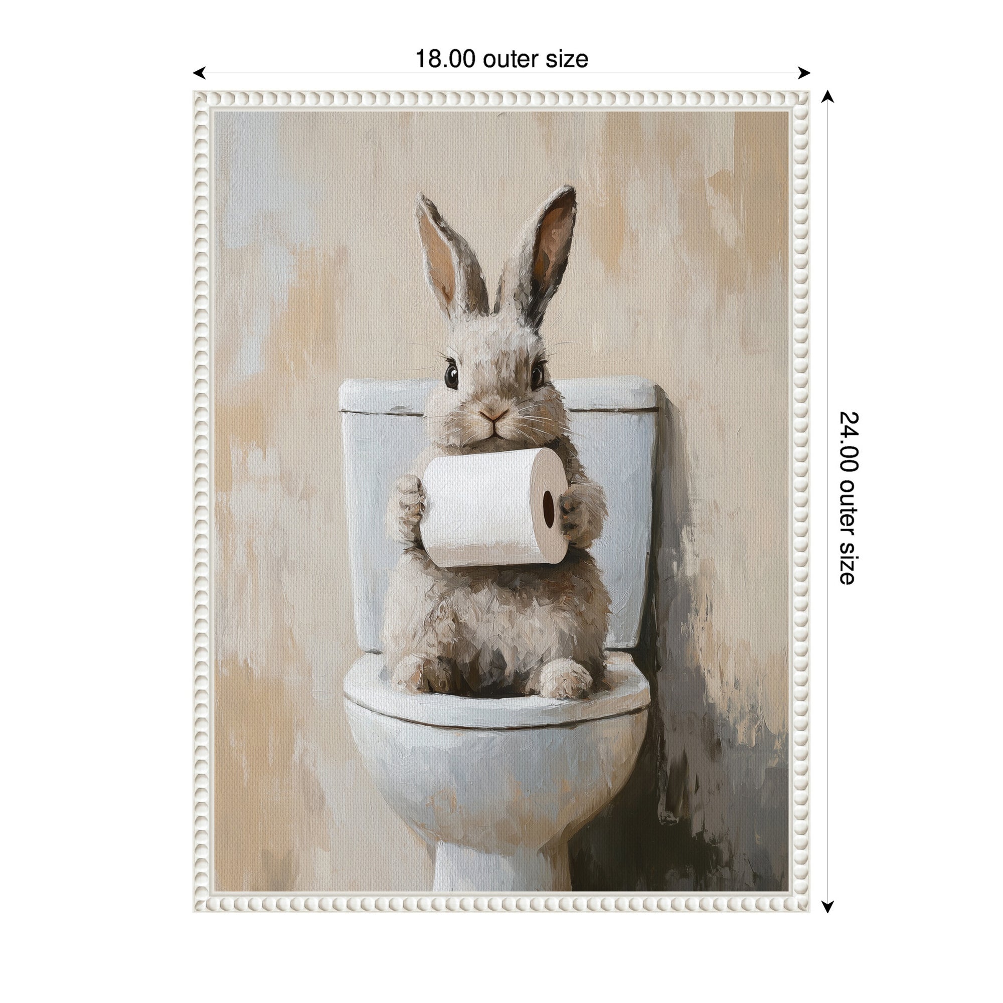 Sylvie Cute Bunny Toilet Paper Roll Toilet Bathroom Art Framed Canvas by The Creative Bunch Studio