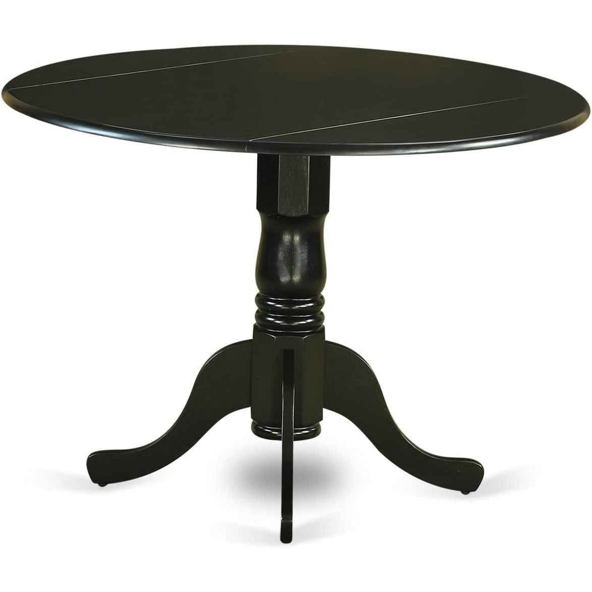 5-Piece Drop Leaf Dining Table Set Black Faux Leather
