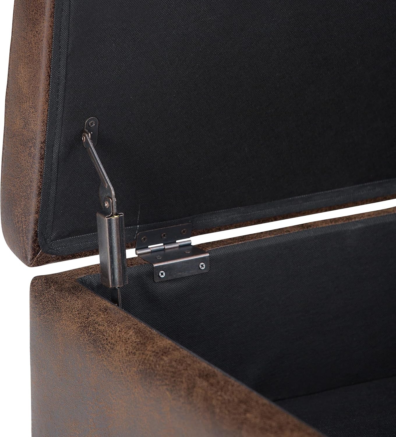 Mid Century Distressed Chestnut Lift Top Coffee Table Ottoman