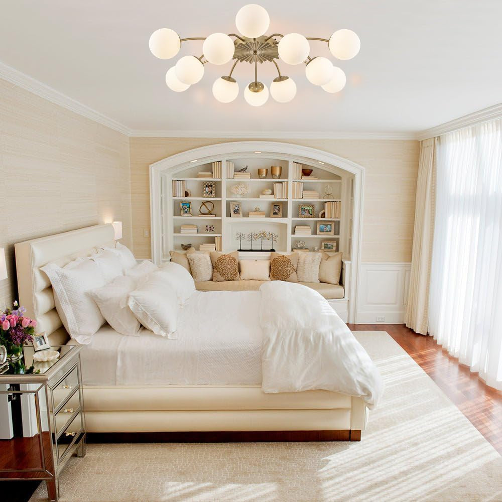 38 Inch Gold Sputnik Chandelier Opal Glass Design Ultra-2