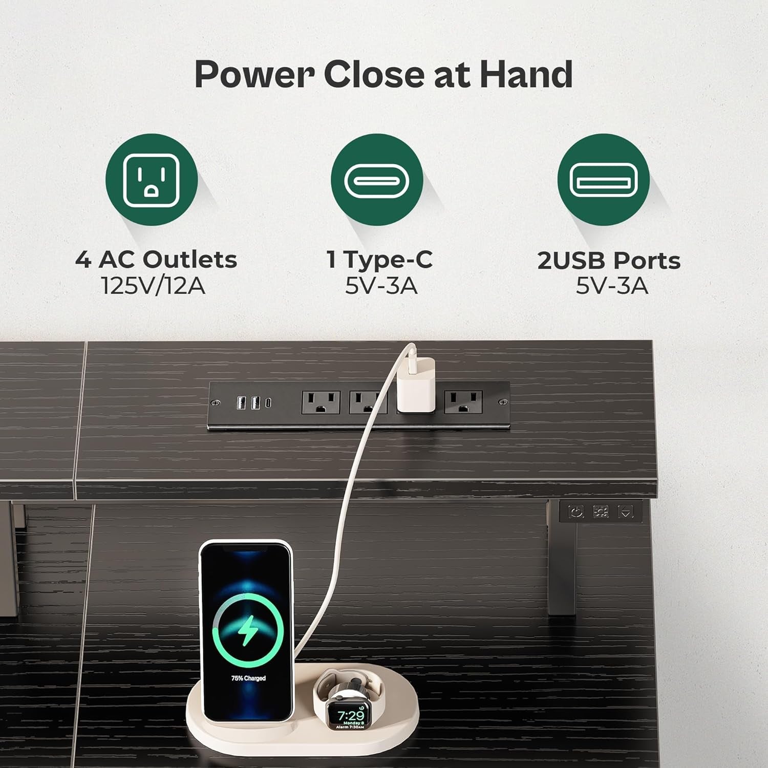 47 Inch Gaming Desk With LED Lights For Home Office