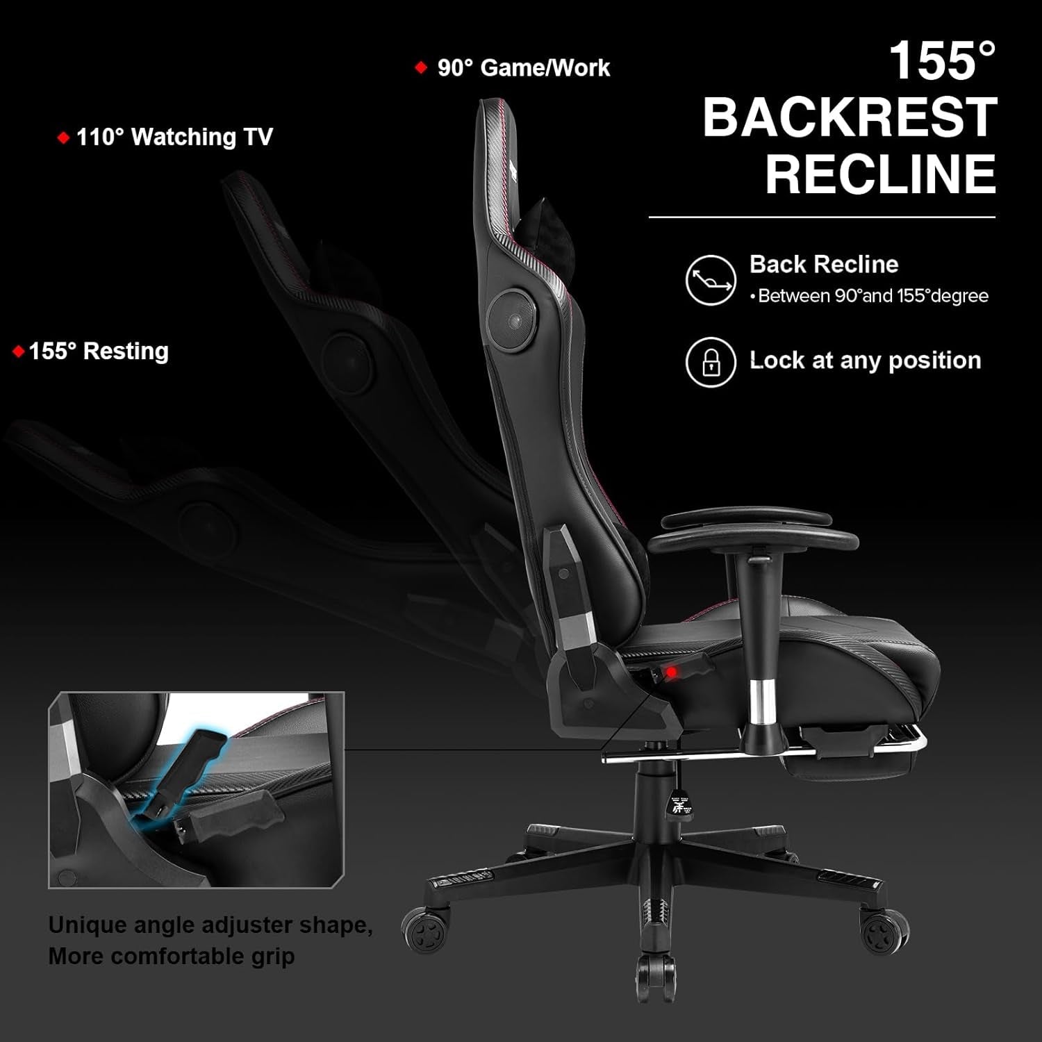 Gaming Chair With Footrest And Speakers Ergonomic Design