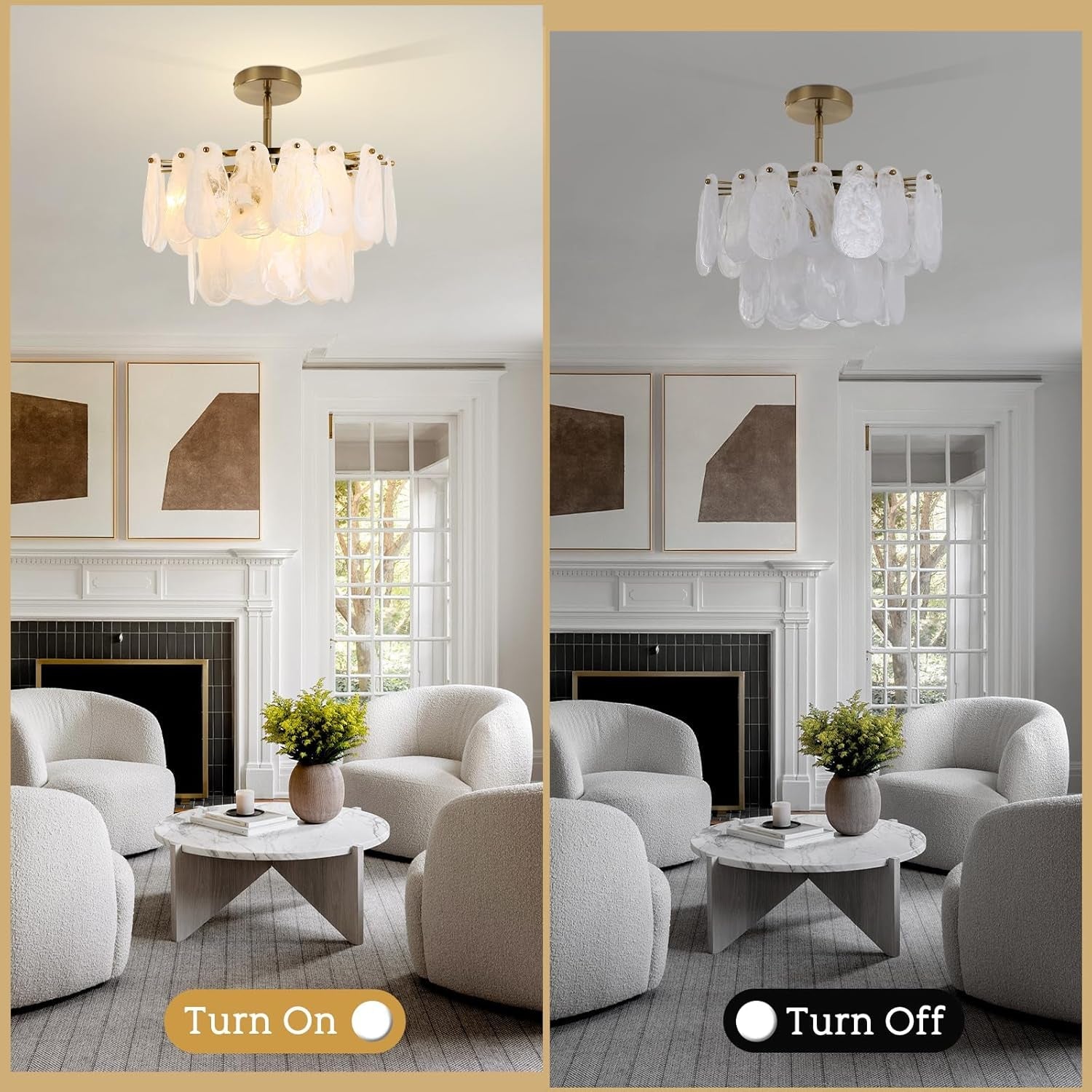 Gold Cloud Glass Chandelier 17.7 Inch Handcrafted Light-4