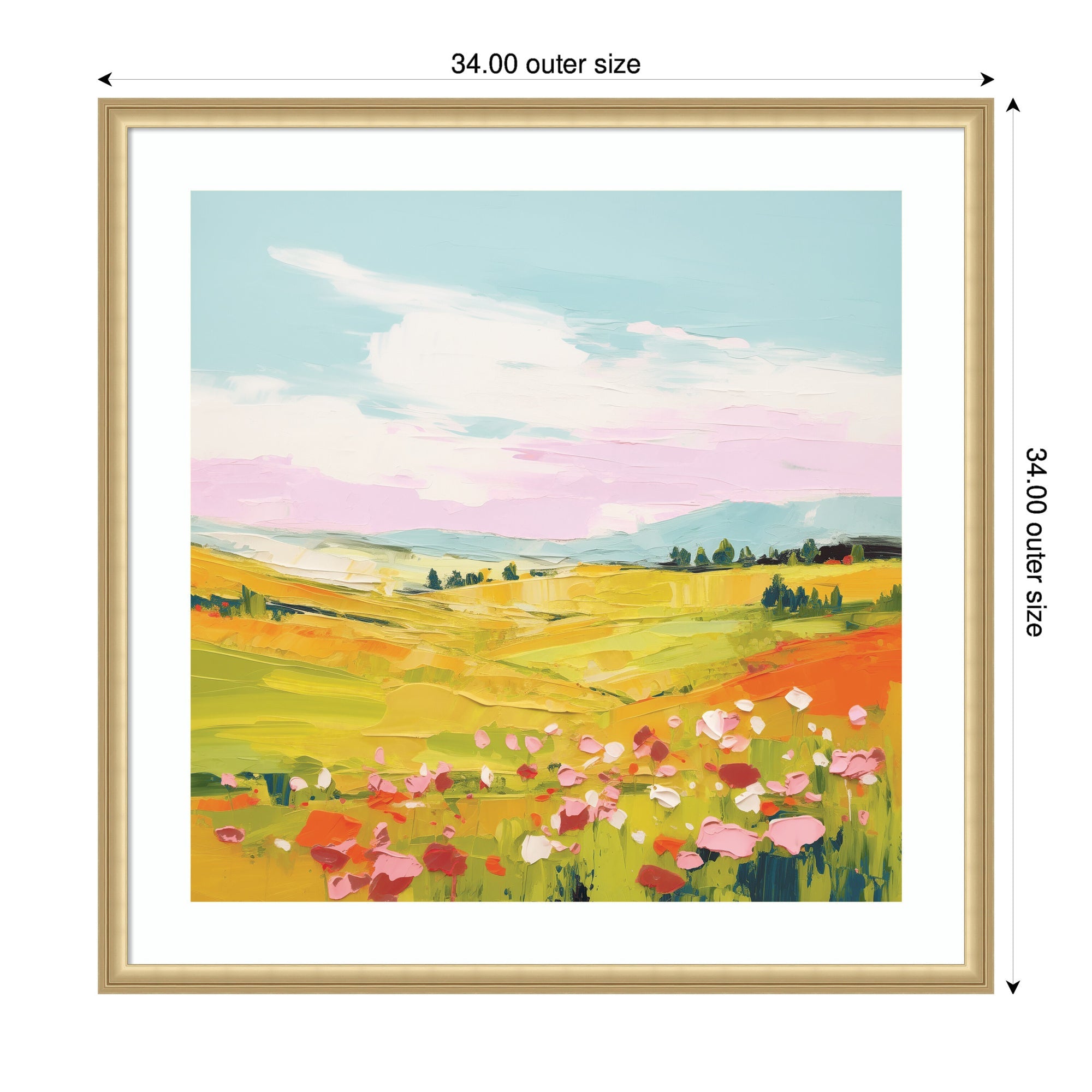 Framed Art Colorful Meadow Landscape by The Creative Bunch Studio