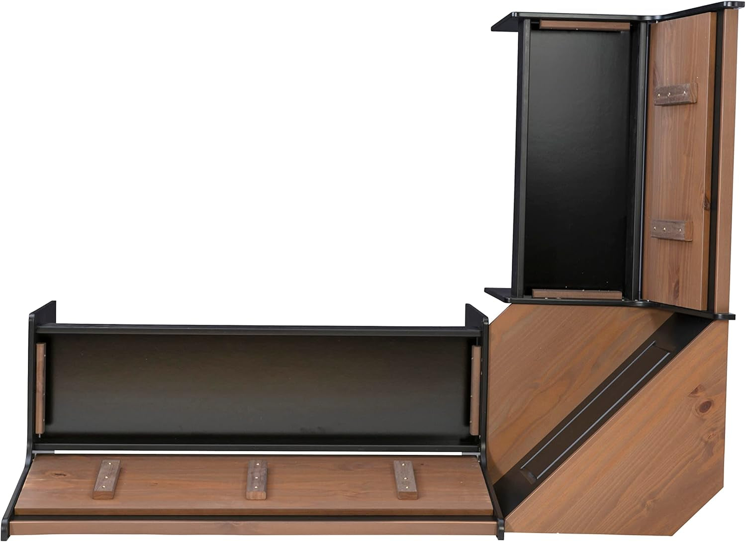 Black Pecan Five Seat Dining Set With Storage Benches