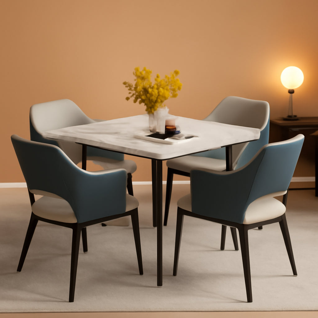 Square Sintered Stone Dining Table 31.5 Inch Modern Kitchen