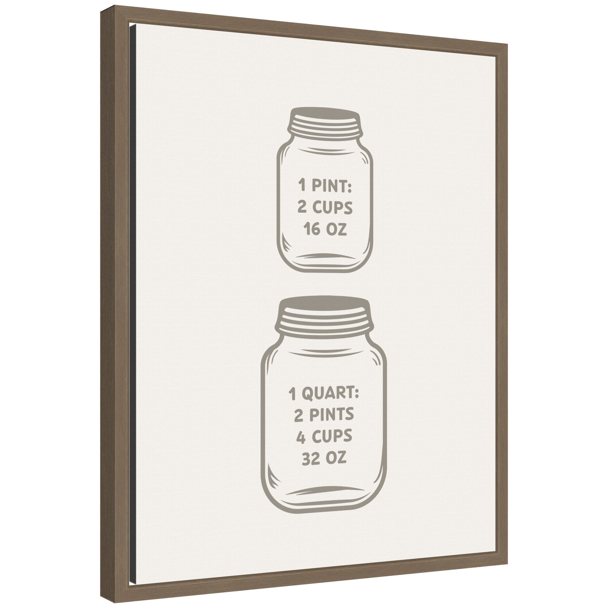 Kitchen Conversion Charts Pint Quart by The Creative Bunch Studio Framed Canvas Wall Art Print