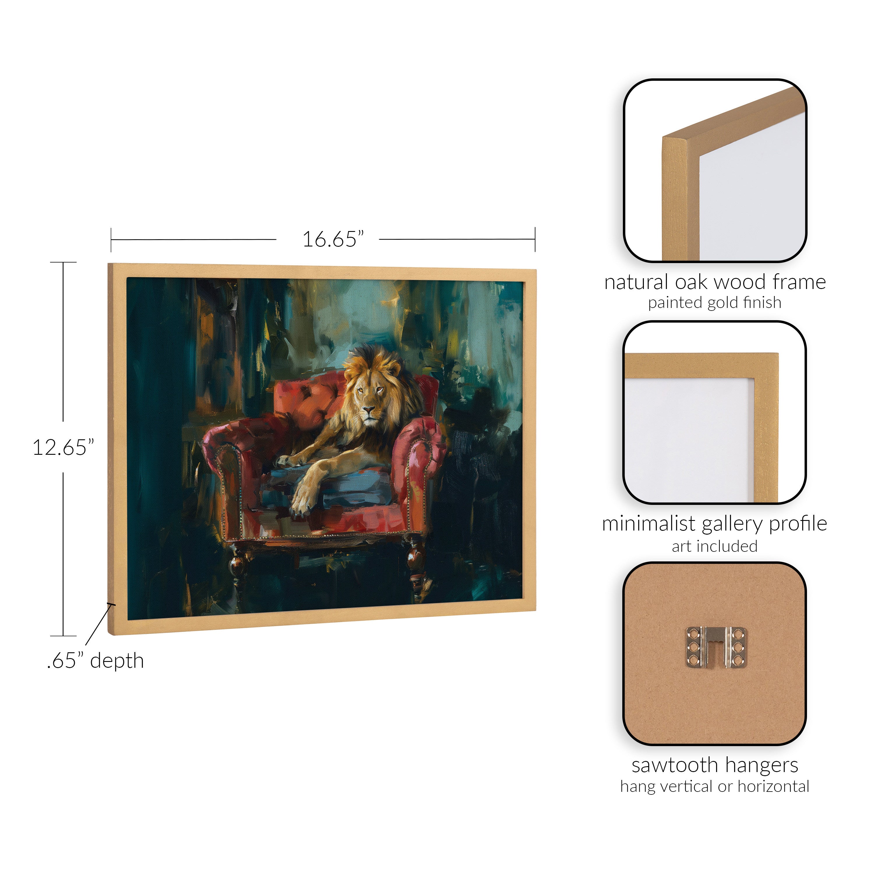 Gallery Lion Portrait in Rich Jewel Tones Print by The Creative Bunch Studio