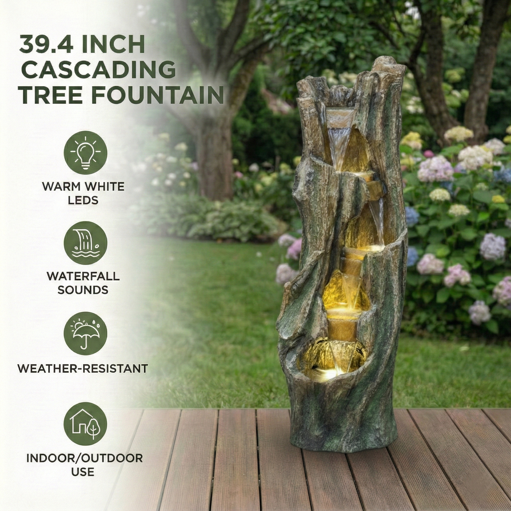 Waterfall Fountain for Outdoor Gardens and Patios