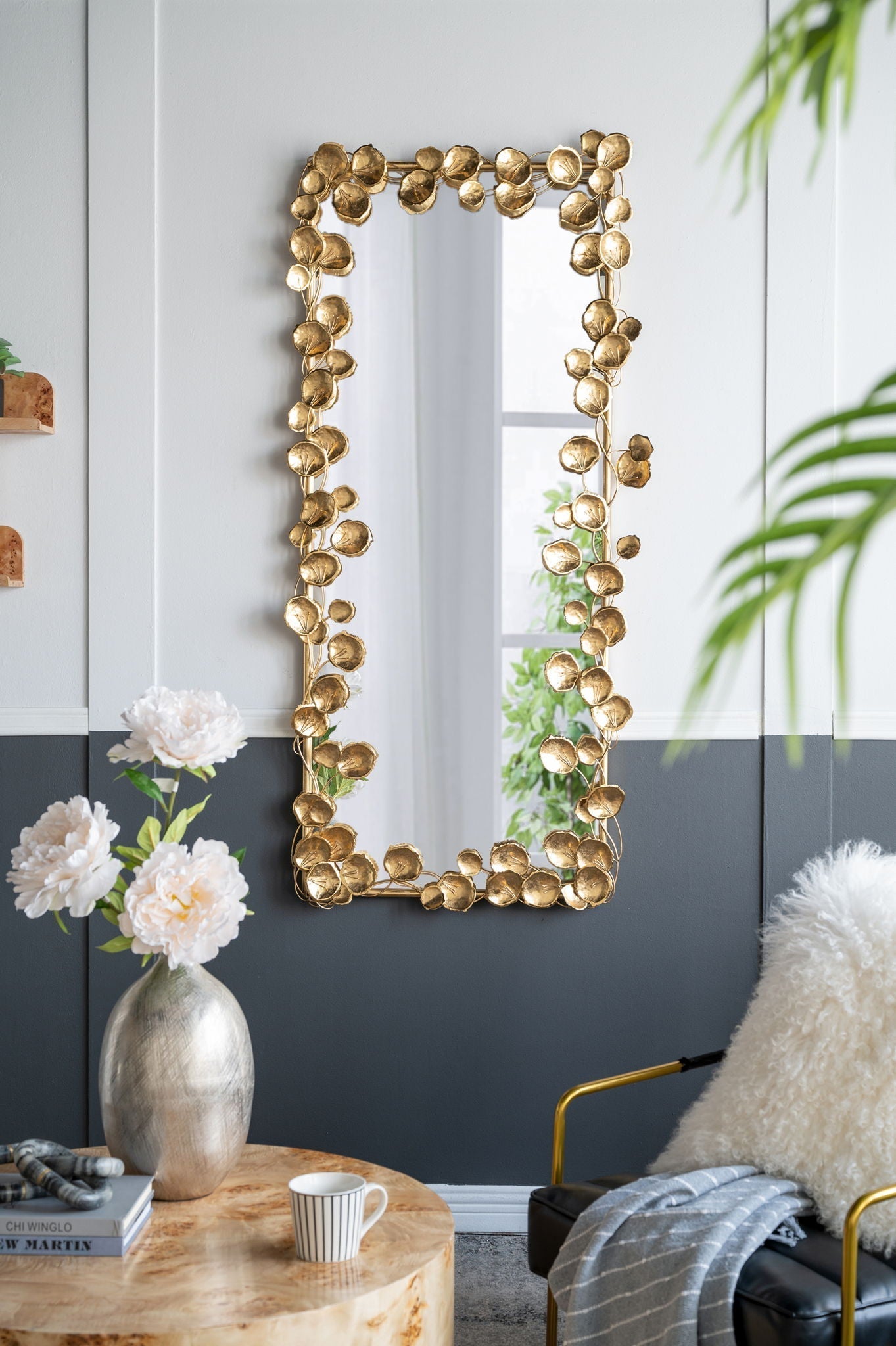 Full Length Mirror with Gold Leaf Accents