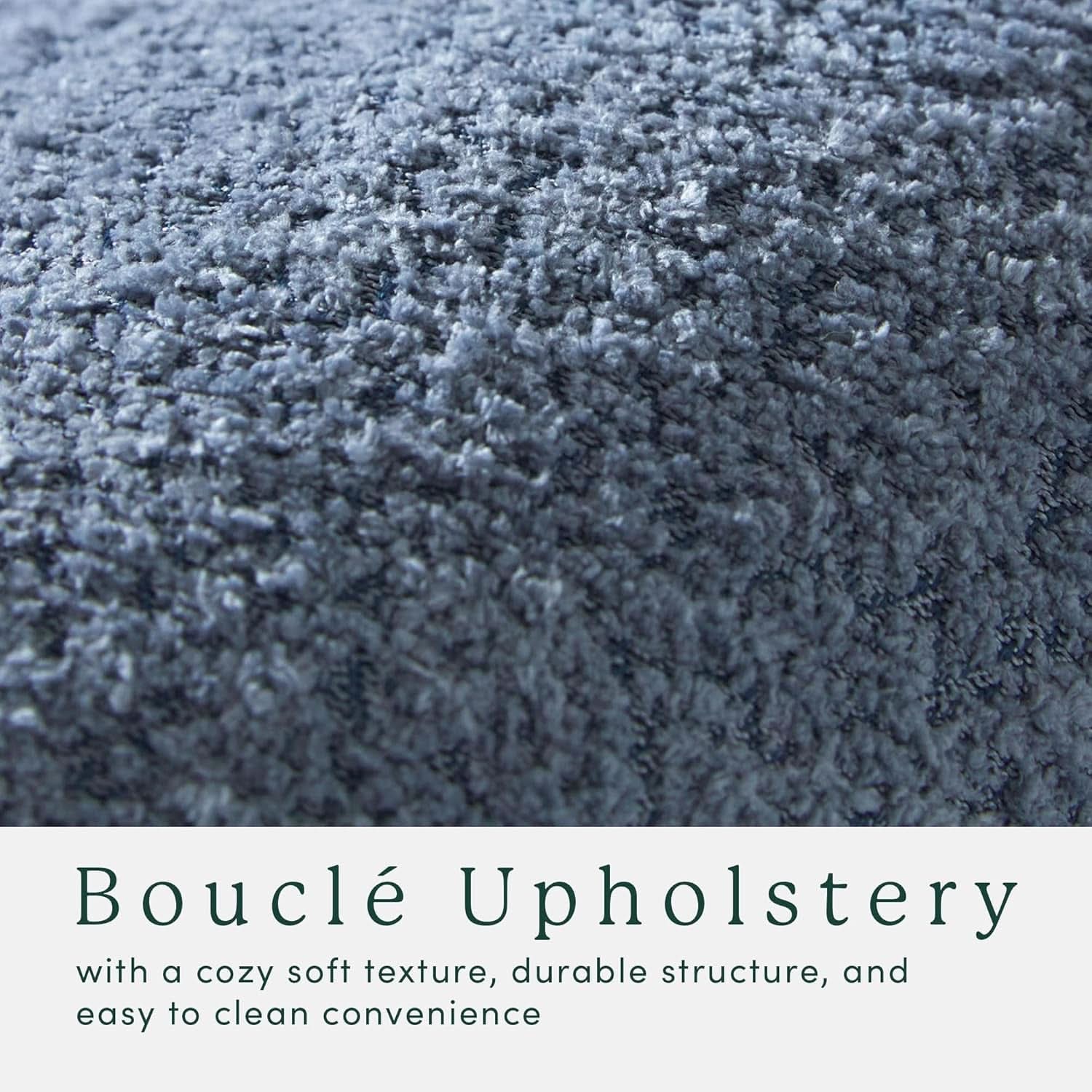 Oversized Large Soft Blue Boucle Fabric Storage Ottoman