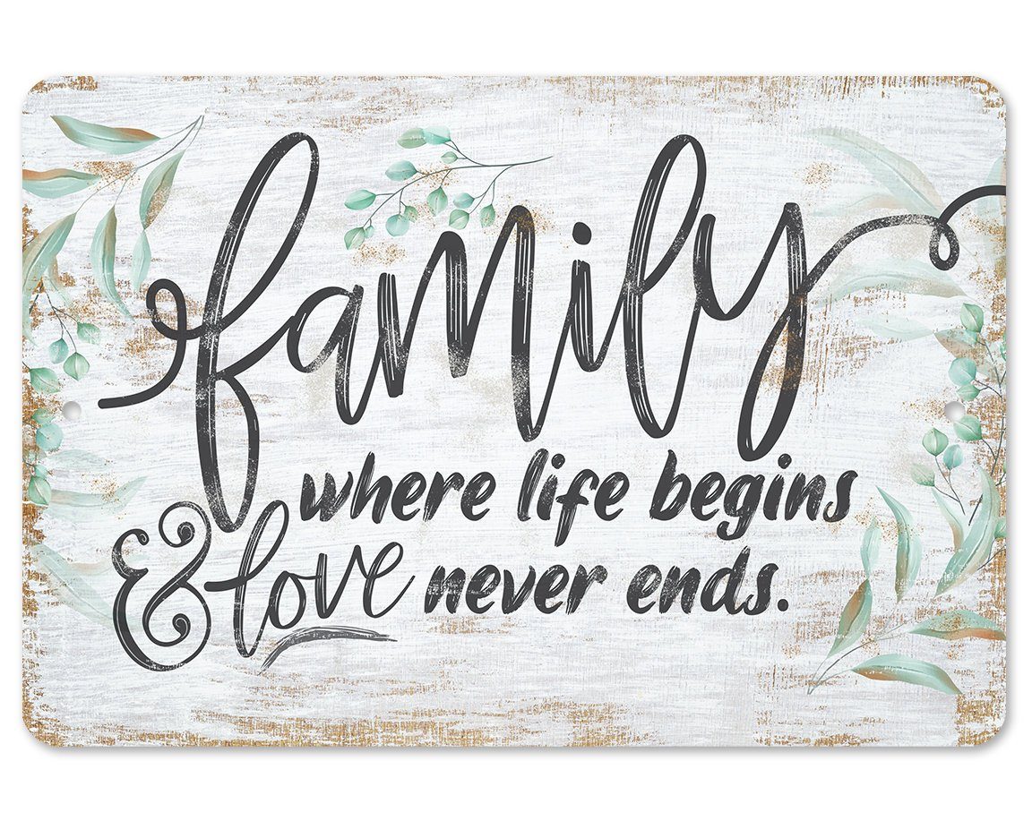 Family Where Life Begins - Metal Sign