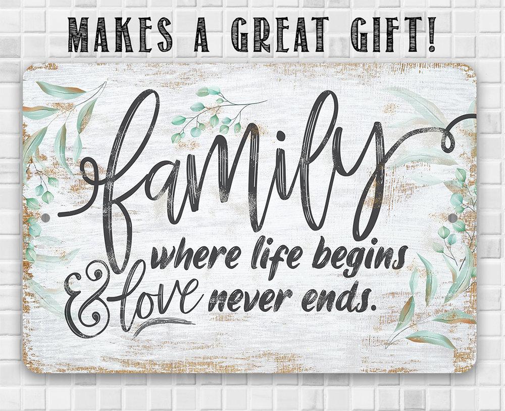 Family Where Life Begins - Metal Sign